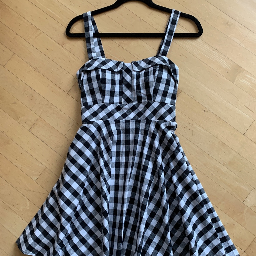 Ixia black white check sun dress
